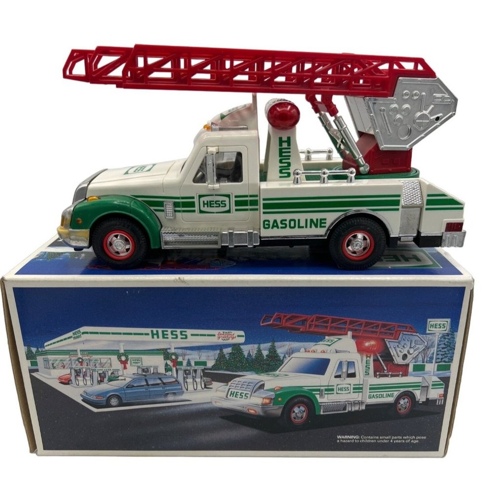 Hess Gasoline Truck Extension Ladder Lights White Green Sounds Flasher Vintage